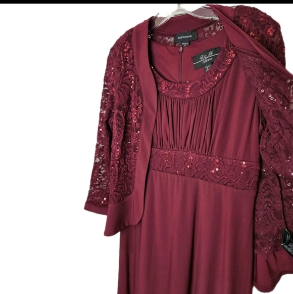 Merlot Color Dress with Sequin matching Jacket Women's Size 6 NEW - Picture 4 of 13